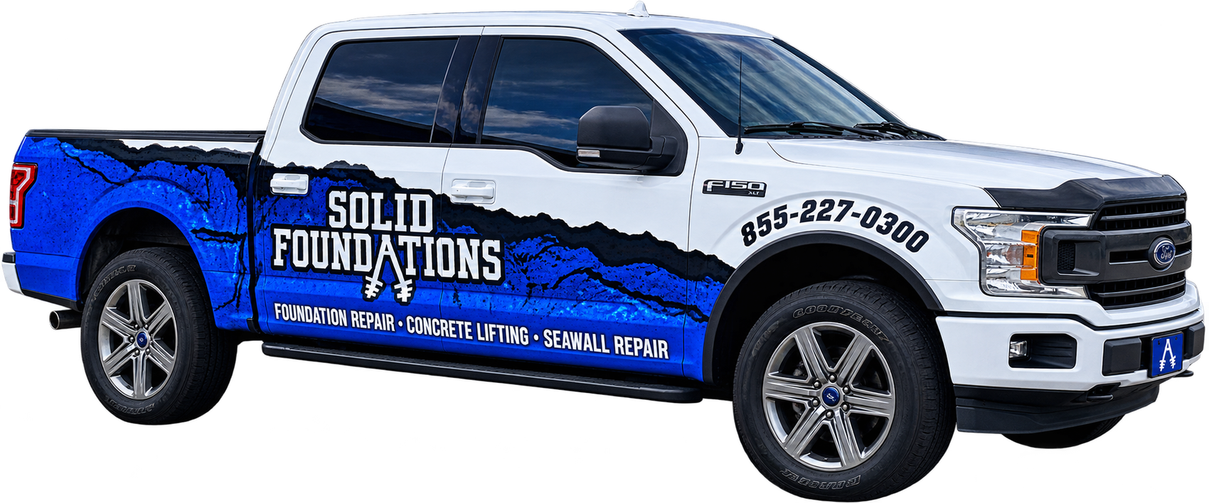 Solid Foundations branded Ford F-150 truck